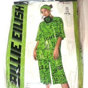 Billie Eilish Classic Neon Green & Black Halloween Costume Kids Large 10-12 NEW!